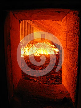 Fire in the boiler grate