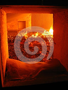 Fire in the boiler grate