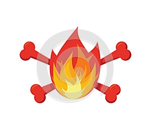 Fire and bones logo for firemen. Flames and crossbones logo