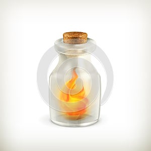 Fire in a bottle, icon