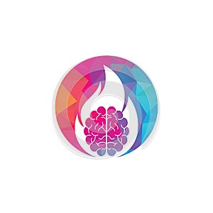 Fire brain vector logo design vector.