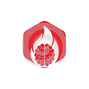 Fire brain vector logo design vector.