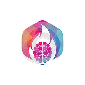 Fire brain vector logo design vector.