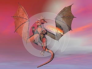Fire breathing dragon - 3D render