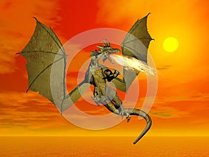 Fire breathing dragon - 3D render