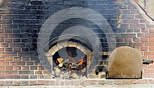 Fire in a brick-built baking oven