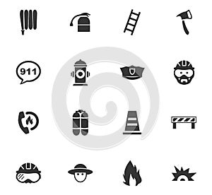 Fire brigade icons set