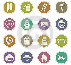 Fire brigade icons set