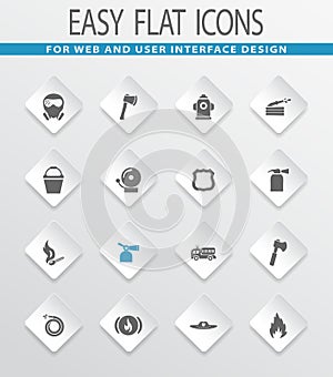 Fire brigade icons set