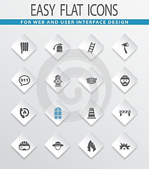 Fire brigade icons set