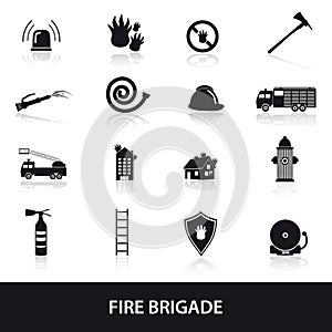 Fire brigade icons set eps10