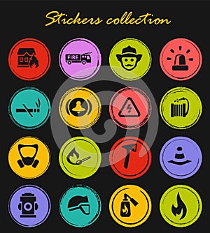 Fire brigade icons set