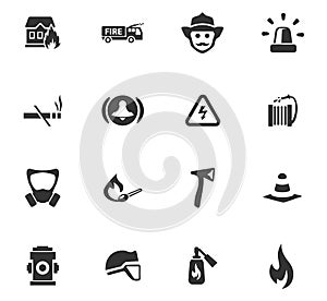 Fire brigade icons set