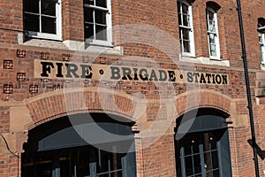 Fire Brigade Station in London: Sign on Wall
