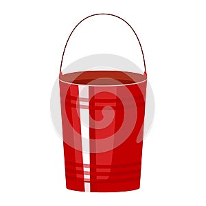 Fire bucket isolated on white background. red metal bucket symbol in flat style
