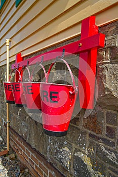 Fire buckets at SIgnal Box, Instow, Devon