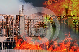 Fire, Building fire Construction site area, fire home burn, Smoke and fire Pollution burn at building, burning house