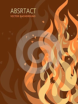 Fire burn banner. Red or orange combustion. Silhouette flames with sparks. Bonfire or danger wildfire. Blazing light