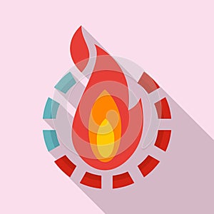 Fire burn calories icon, flat style
