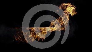 Fire is burning with a ceiling barrier on black background