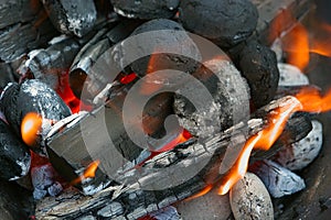 Fire, burning charcoals