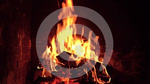 A fire burning in fireplace. the concept of home comfort and warmth