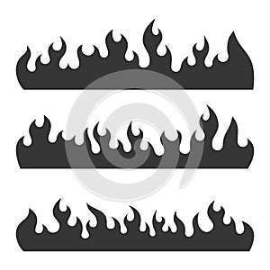 Fire Burning Flames Set on a White Background. Vector