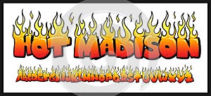 Fire burning letters set. latin alphabet. Vector font photo