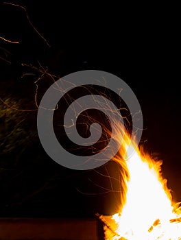 Fire burning at night