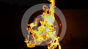 Fire Burning outdoor isolated on dark black background