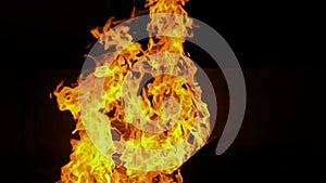 Fire Burning outdoor isolated on dark black background