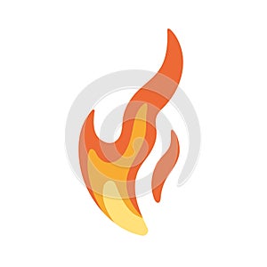 Fire with burning tongues symbol. Hot flame icon. Abstract fiery sign. Blaze pictogram. Heat caution, warning flammable