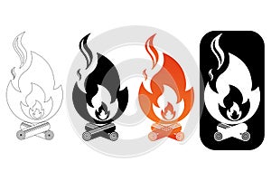 Fire Burnt aset vector free editable, Set of red and orange fire flame.