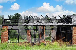 Fire burnt barn