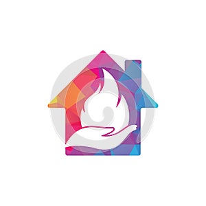 Fire care home shape concept vector logo design
