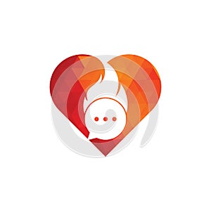 Fire chat heart shape concept logo template Vector.