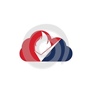 Fire check cloud shape concept vector logo design