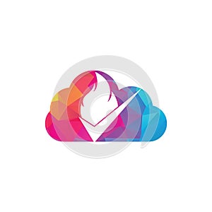Fire check cloud shape concept vector logo design