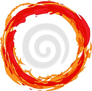 Fire circle vector illustration. Flaming orange