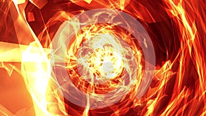 Fire circles tunnel of light abstract animation background sparks particles shining swirling spiraling flame light streaks