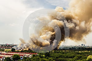 Fire in the city overview.