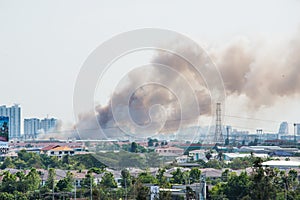 Fire in the city overview.