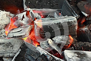 The fire coals of a fire smoke