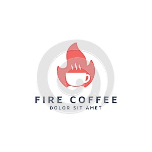 Fire and coffee negative space logo design