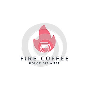 Fire and coffee negative space logo design