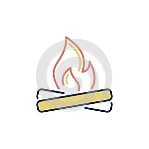 Fire colored icon - Burnable Trash vector concept sign