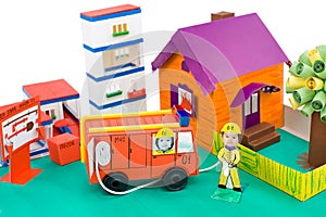 Fire control, kid's cardboard handicraft