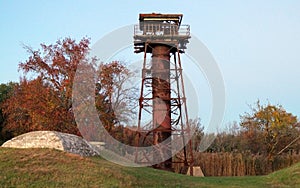 Fire control tower, at Fort Mott, view at sunset, Pennsville Township, NJ, USA photo