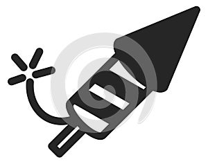 Fire cracker black icon. Party explosive symbol photo
