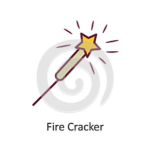 Fire Cracker vector Fill outline Icon Design illustration. Holiday Symbol on White background EPS 10 File
